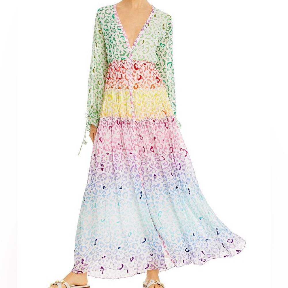 Rococo Sand Avana Color-Blocked Leopard Print Maxi Dress